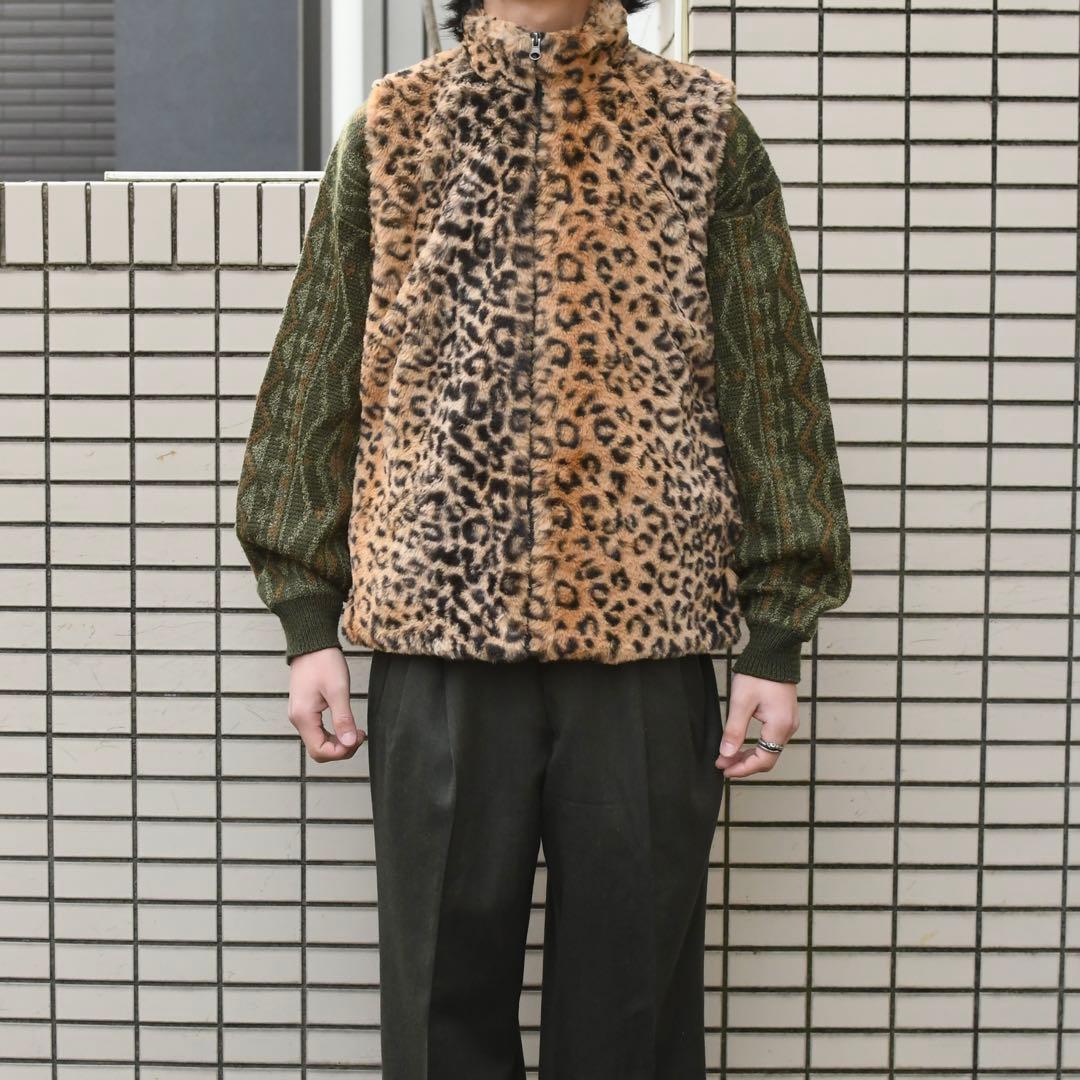 古着 レオパード柄 フェイクファー ファーベスト ベスト ヒョウ柄