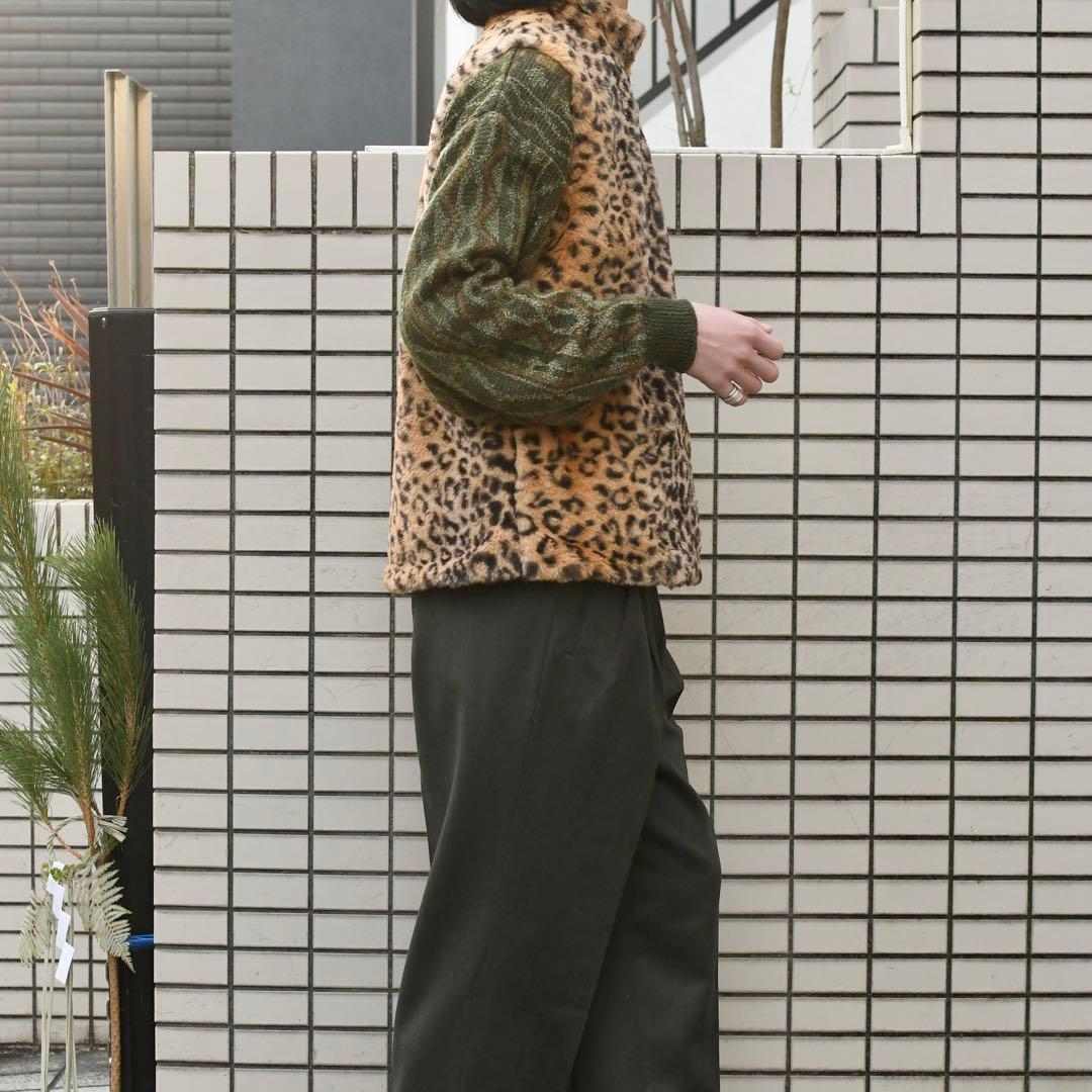 古着 レオパード柄 フェイクファー ファーベスト ベスト ヒョウ柄