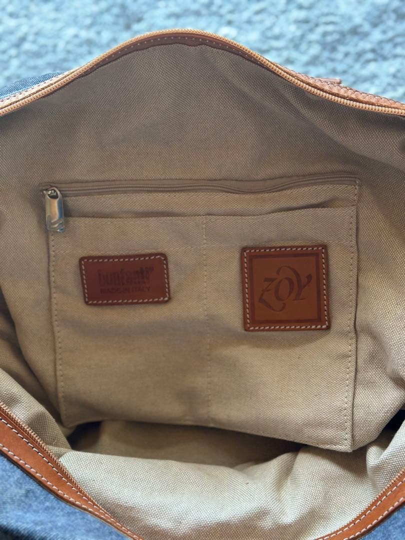 zoyデニムレザーボストンバッグ