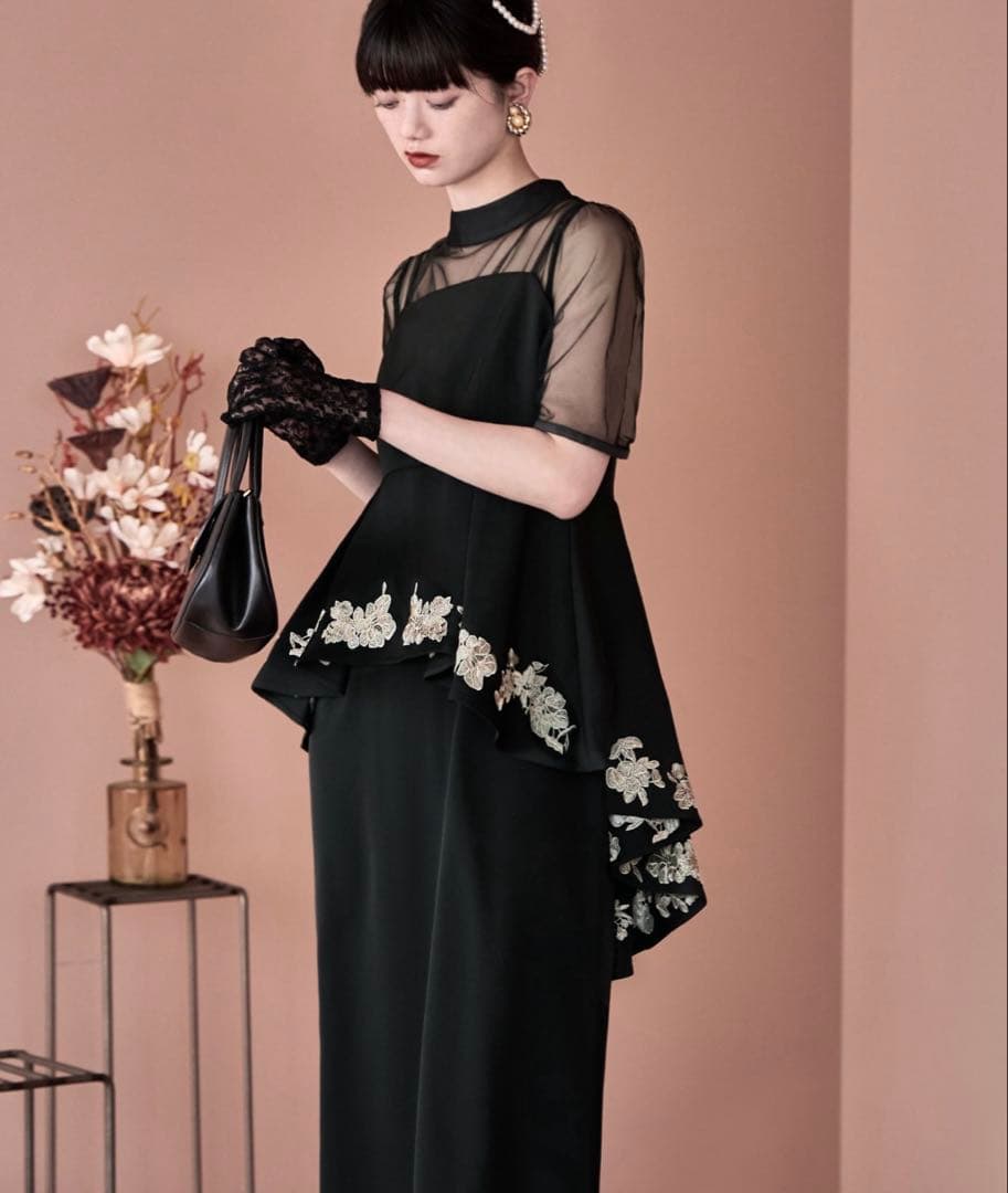 刺繍ペプラムビスチェ＆Iラインドレスセットアップ　etoll