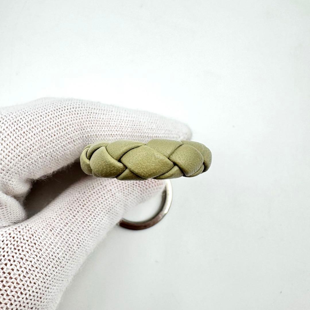 極美品✨BOTTEGA VENETA キーリング　カーキ　レザー