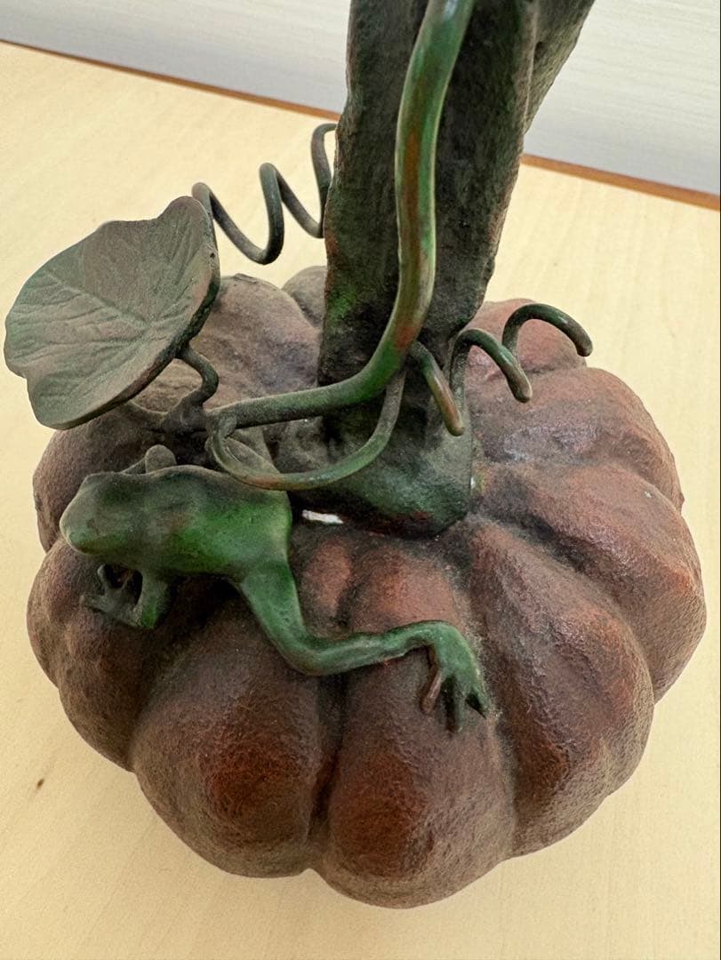 かえると南瓜 銅器　アンティーク花瓶