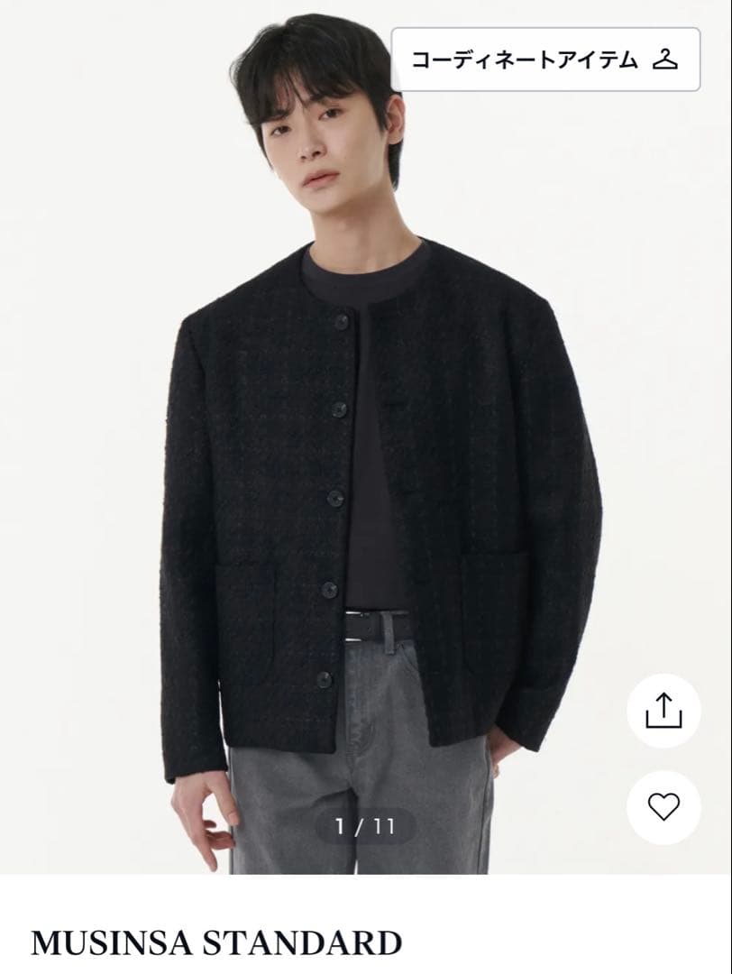 ジャケット・アウター MUSINSA ROUND NECK TWEED JACKET