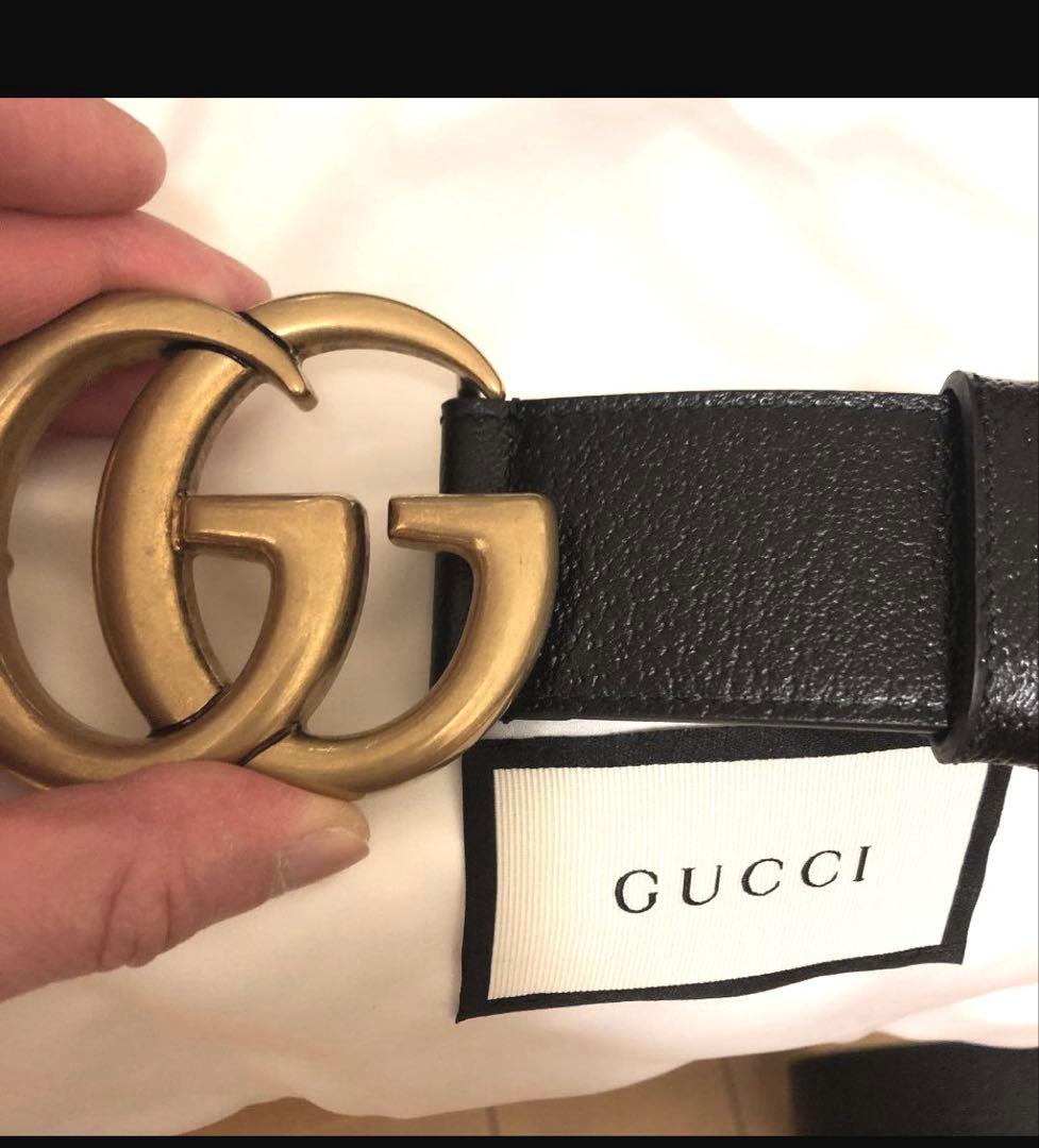 正規品　GUCCI GGロゴ ベルト 85 黒 レザー 未使用に近い 箱袋付