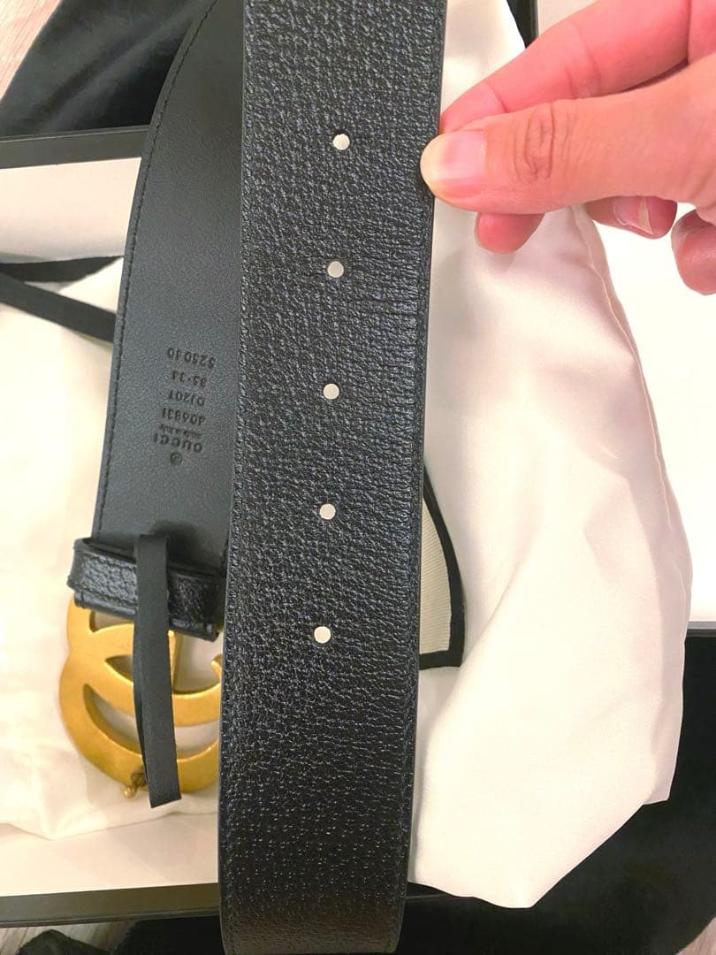 正規品　GUCCI GGロゴ ベルト 85 黒 レザー 未使用に近い 箱袋付