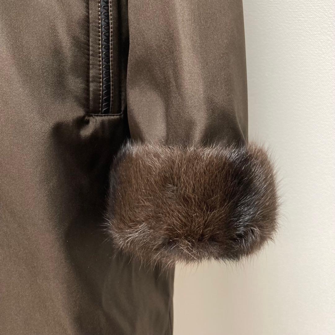 防寒抜群✨極美品✨リバーシブルコート 着丈86 リアルファー 毛皮 シルク100