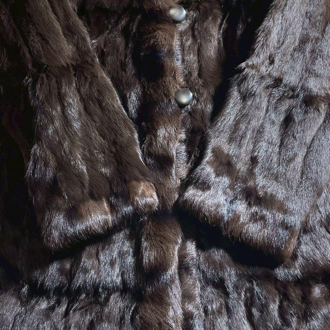 防寒抜群✨極美品✨リバーシブルコート 着丈86 リアルファー 毛皮 シルク100