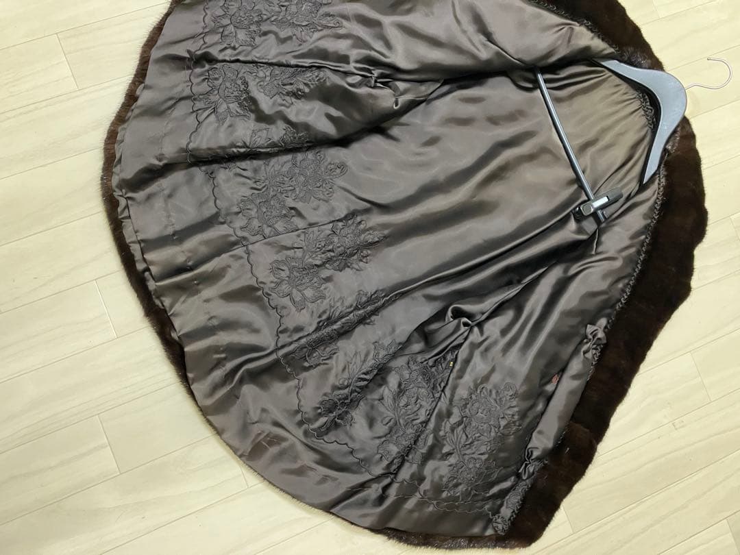 高級 ミンク 毛皮 コート ポンチョ ジャケット ダークブラウン サイズ 13