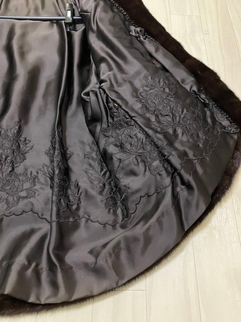 高級 ミンク 毛皮 コート ポンチョ ジャケット ダークブラウン サイズ 13