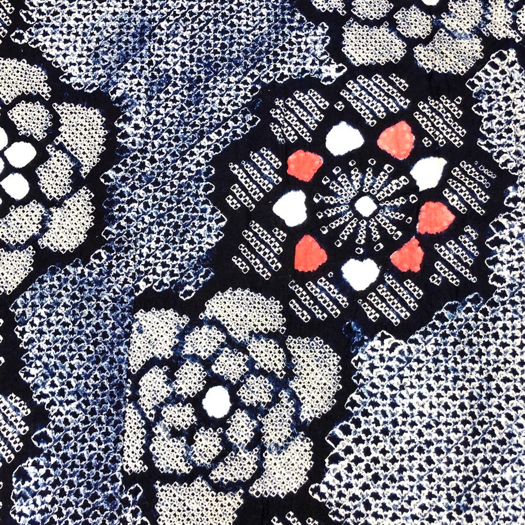 夏着物 浴衣 鳴海有松本絞り 花柄模様 しつけ糸 KK-2194