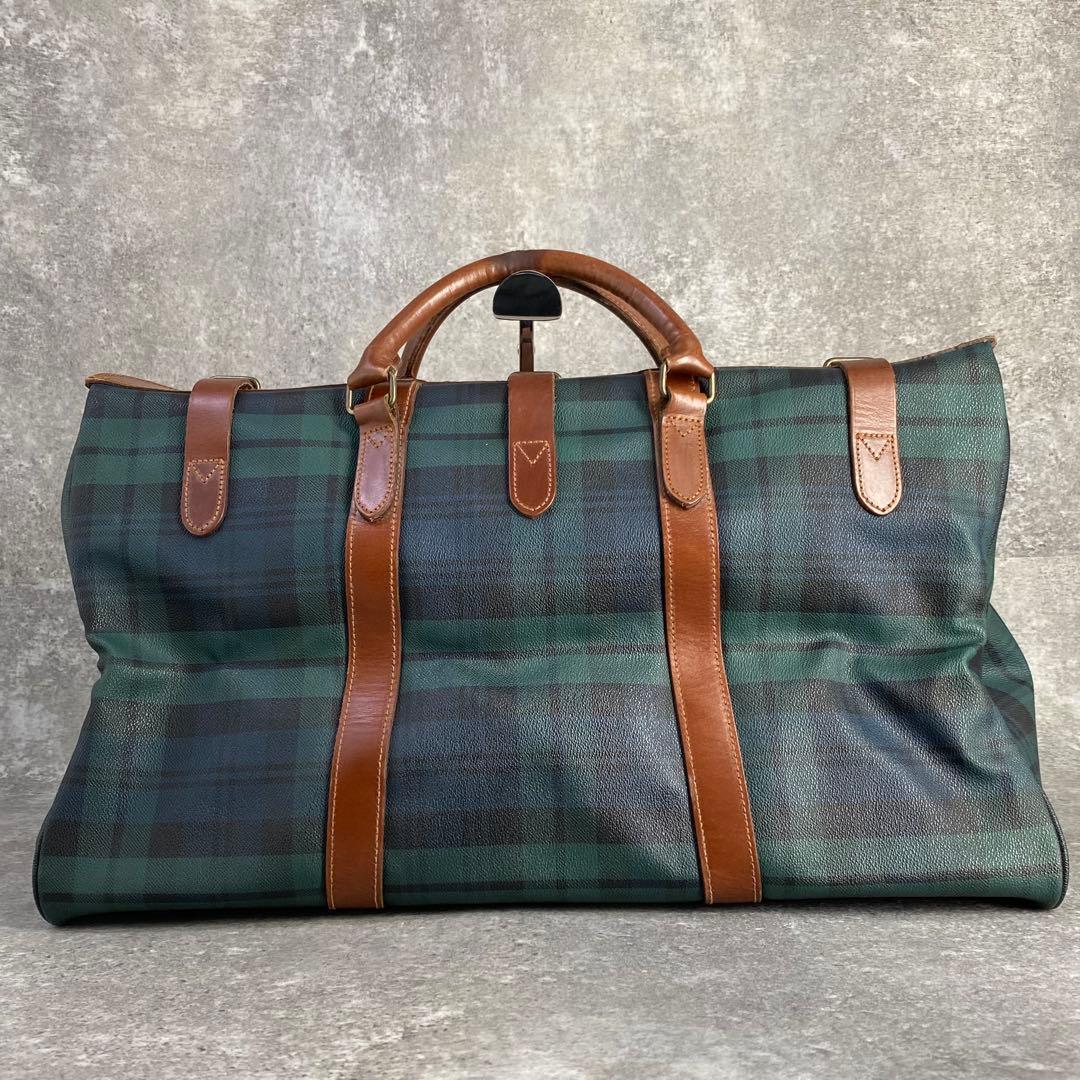 【希少】ポロ ラルフローレン 大容量 ボストンバッグ チェック レザー PVC