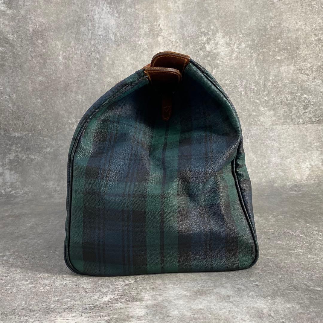 【希少】ポロ ラルフローレン 大容量 ボストンバッグ チェック レザー PVC