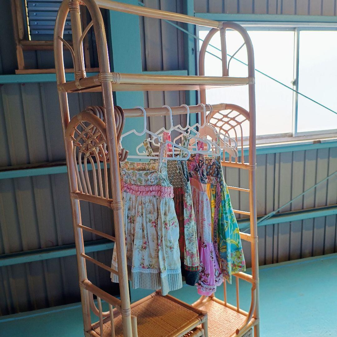 ※リメイク工房便※　ラタン　ハンガーラック 籐家具 アンティーク レトロ