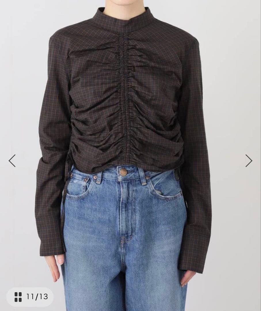 【TODAYFUL】Checkgather Compact Blouse