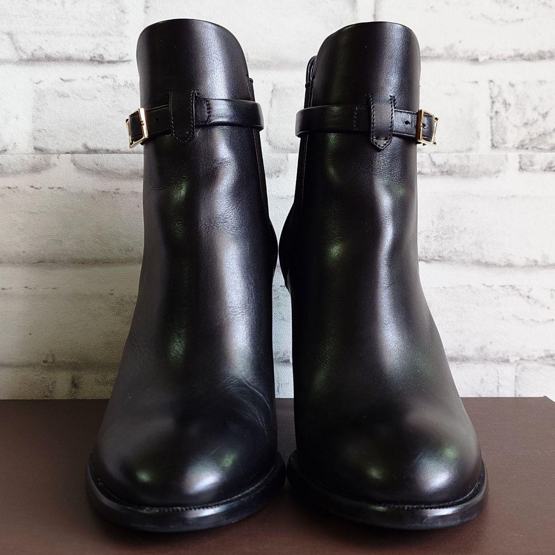 美品 LOUIS VUITTON ショートブーツ サイドゴア LVバックル 黒