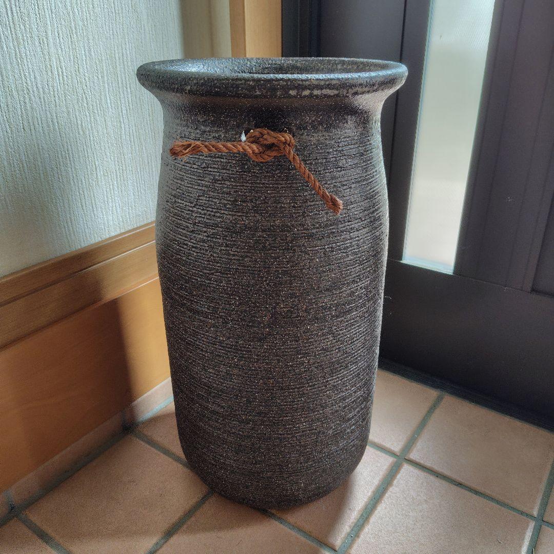 【シフォンケーキ】信楽焼　陶器　傘立て　玄関　素朴　重厚感