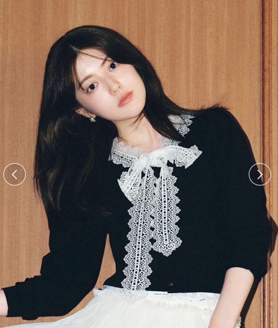 SNIDEL　【USAGI ONLINE限定】レースボウタイカーディガン