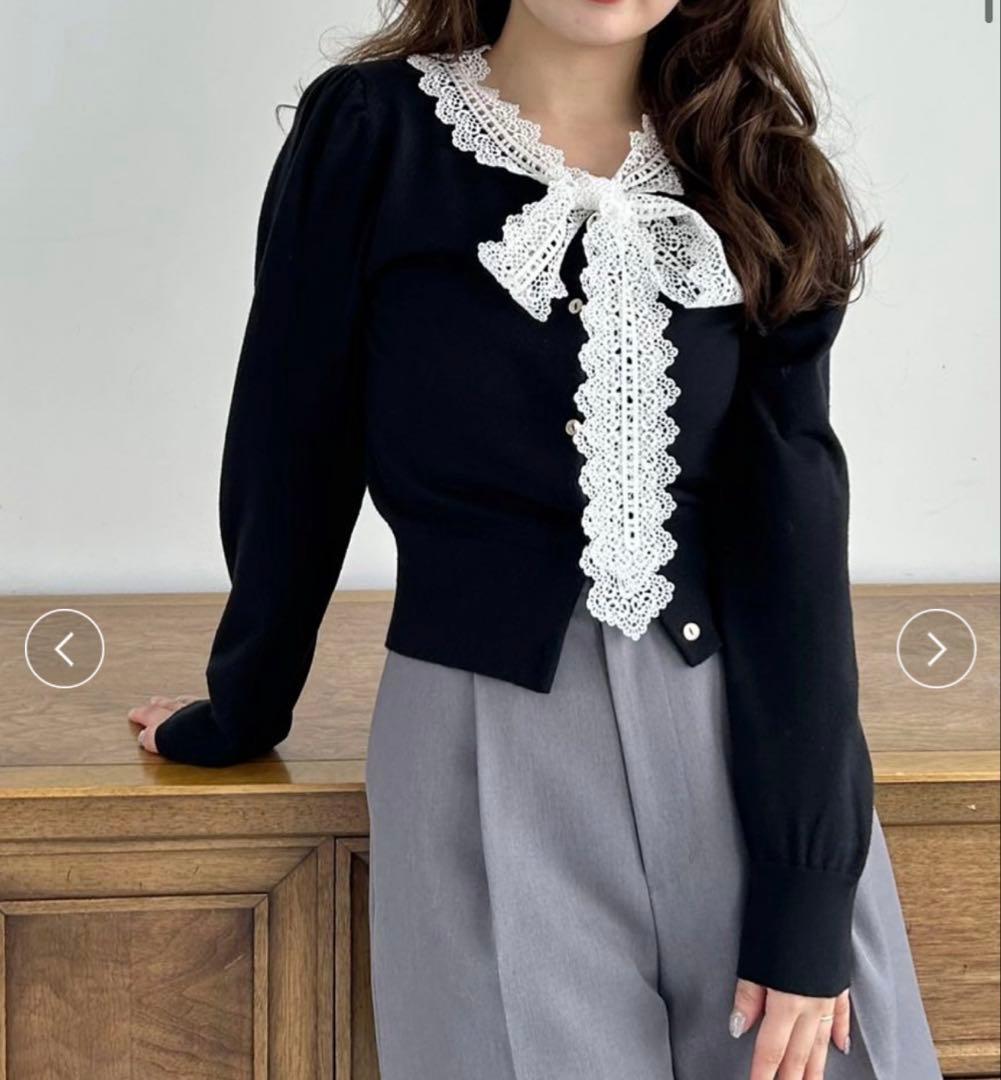 SNIDEL　【USAGI ONLINE限定】レースボウタイカーディガン