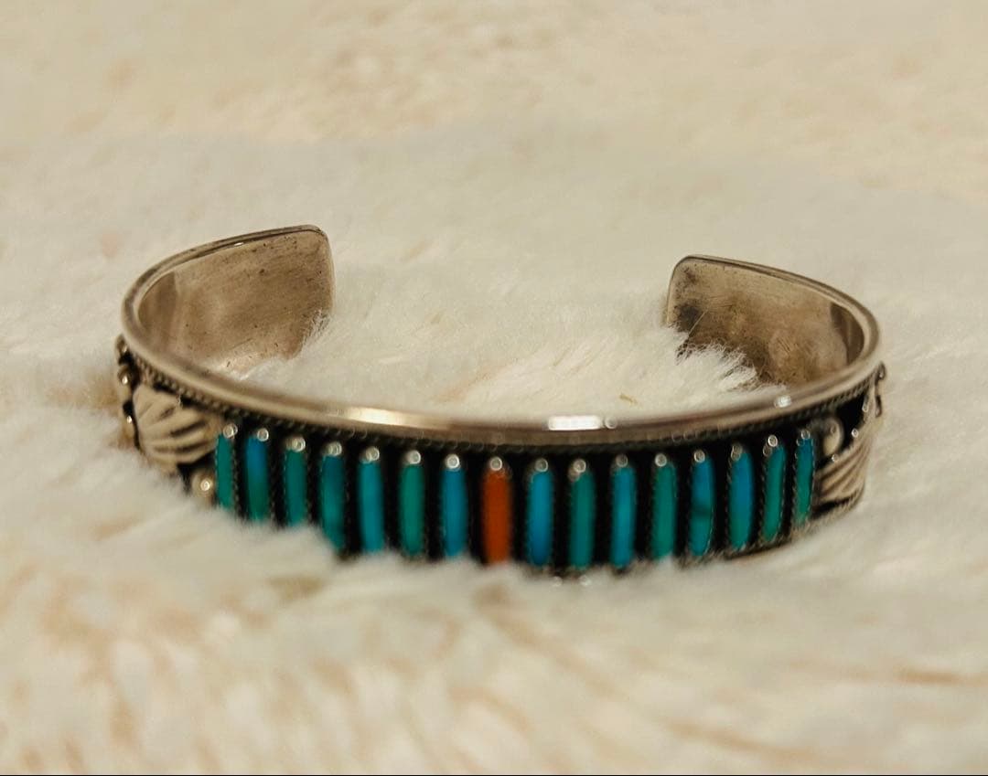 天然ターコイズ　バングル※貴金属布付　※作家サイン入り