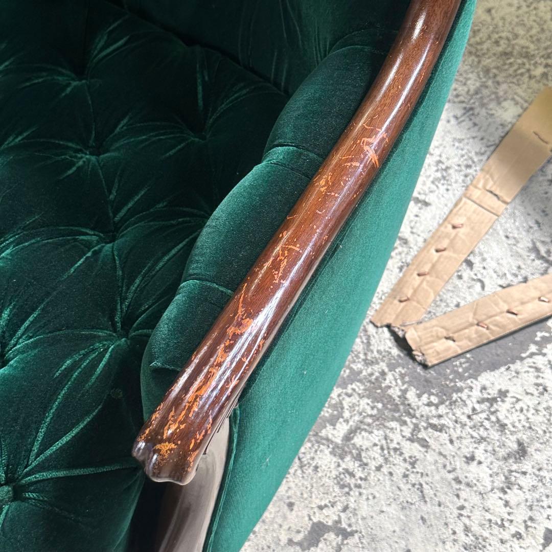 ★魅惑のグリーン★maruniマルニ木工 グリーンベルベットベルサイユ ソファ②