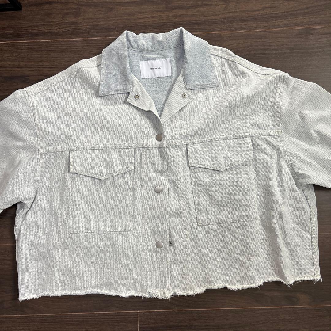 FRAMeWORK ライトグレー クロップドデニムジャケット