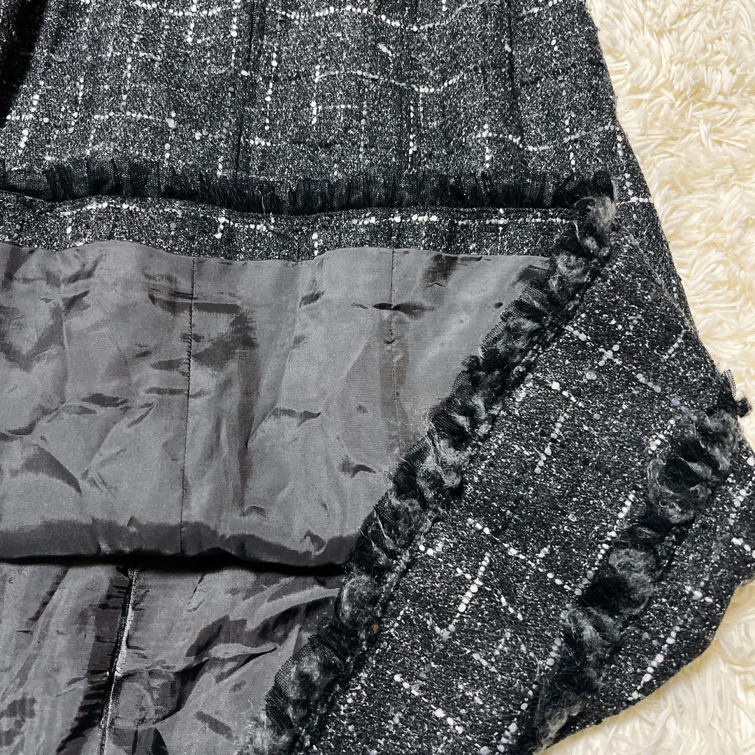 Rene ルネ　ツイード　チェック　ワンピース　ロゴ　チャック　ジップアップ