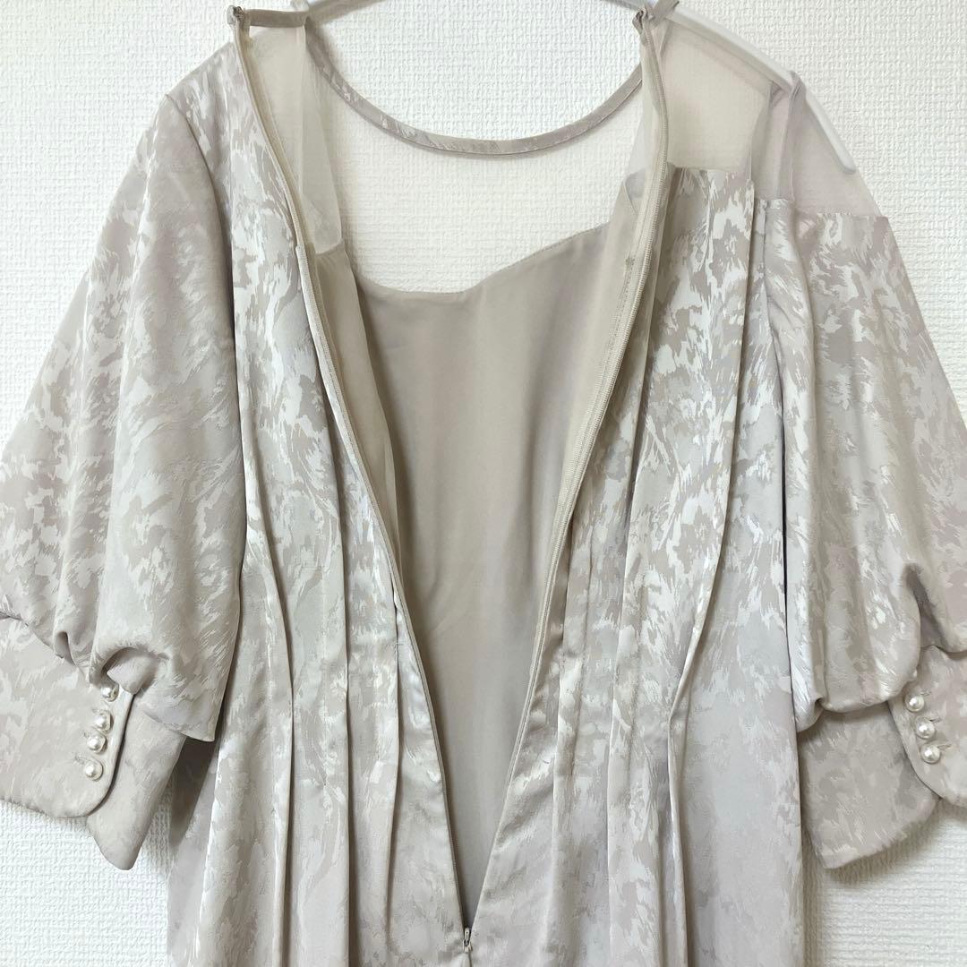 人気　美品　エトル　ミアンダリングウエストタックフレアドレス　ベージュ　M