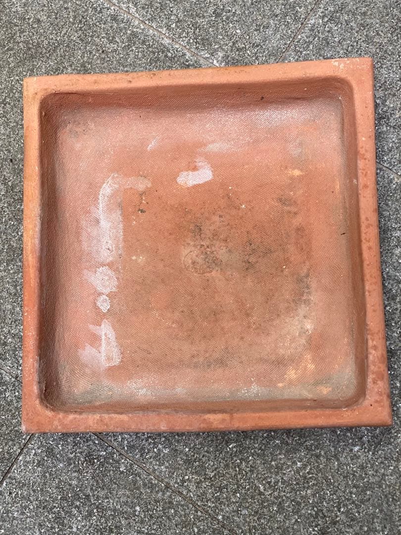 テラコッタ 角大型植木鉢　受け皿付き