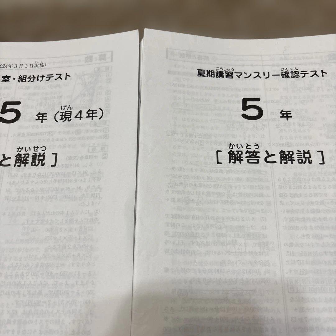 2024年実施サピックス5年3月度入室組分けマンスリー確認テスト全12回原本