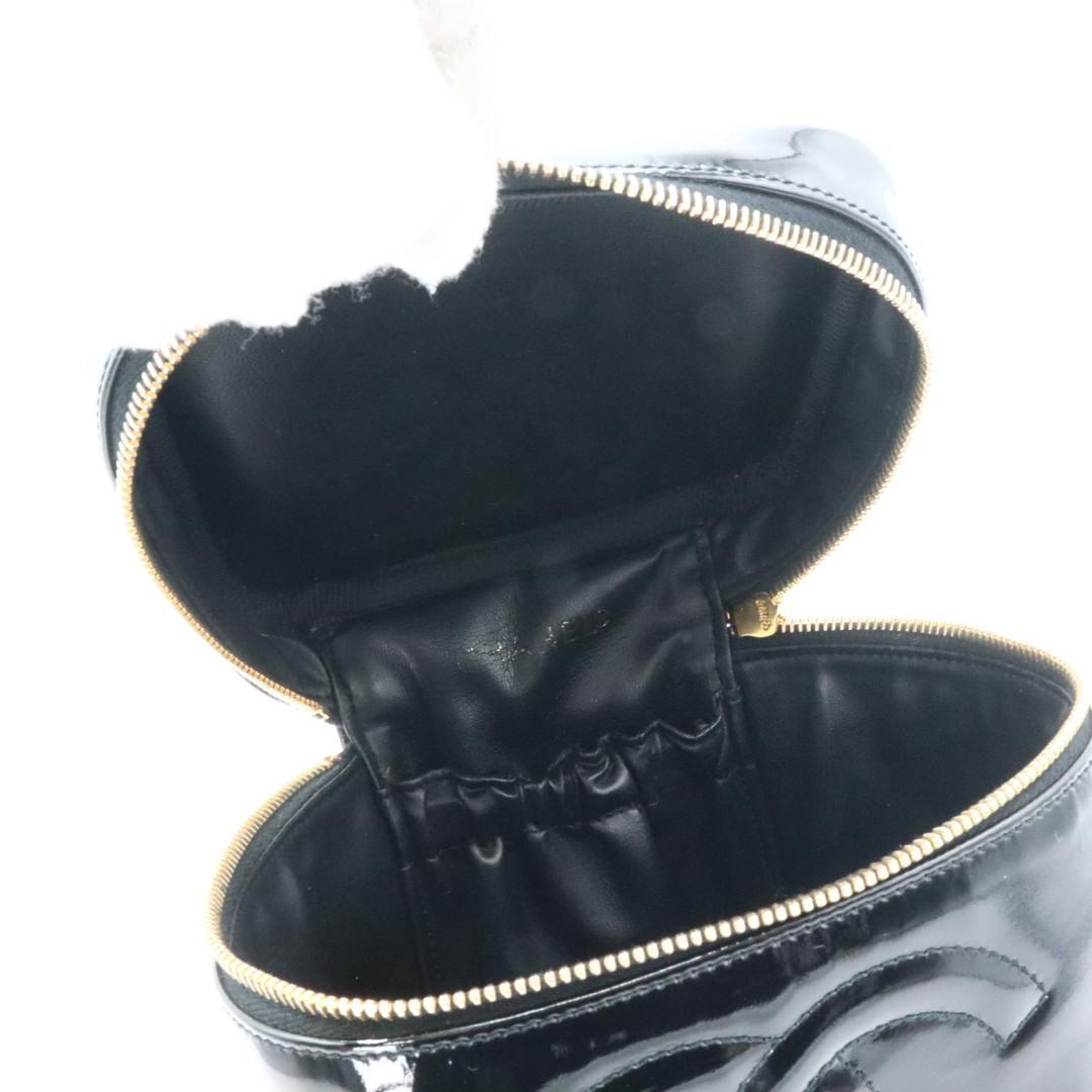 美品　シャネル　エナメル　ココマーク　バニティバッグ　ブラック