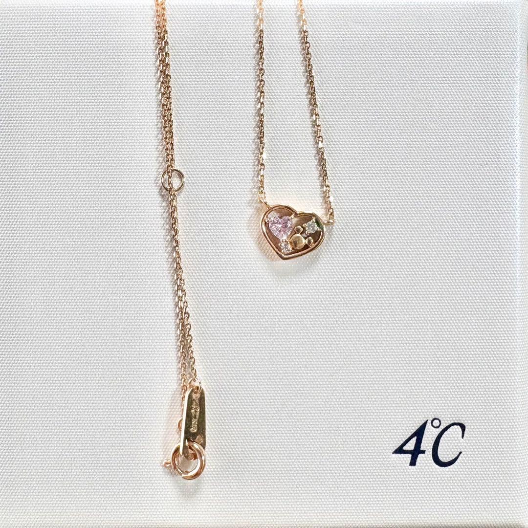 B　4℃ ミッキー コラボ ネックレス ハート K10 ピンクゴールド