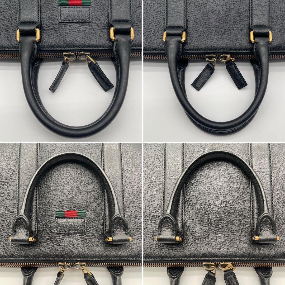 【GUCCI】ウェブ付ブリーフケース ビジネスバッグ 2WAY レザー ブラック