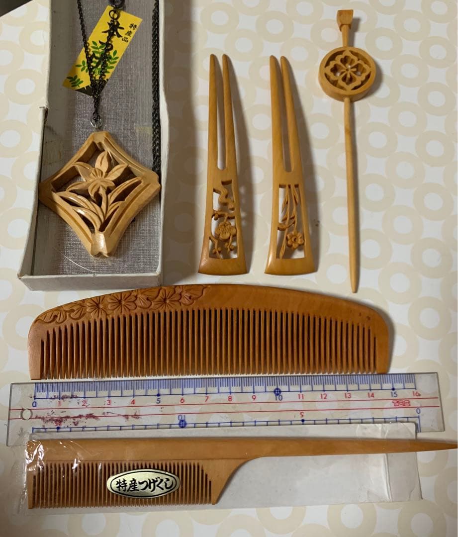 薩摩つげ　さつまつげ　拓殖　櫛　つげ櫛　かんざし　ペンダント　和風　着物　浴衣