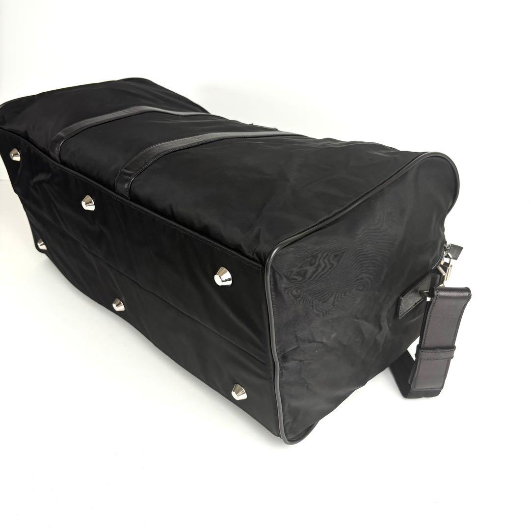 極美品 プラダ 2way ボストンバッグ ナイロン サフィアーノレザー ブラック