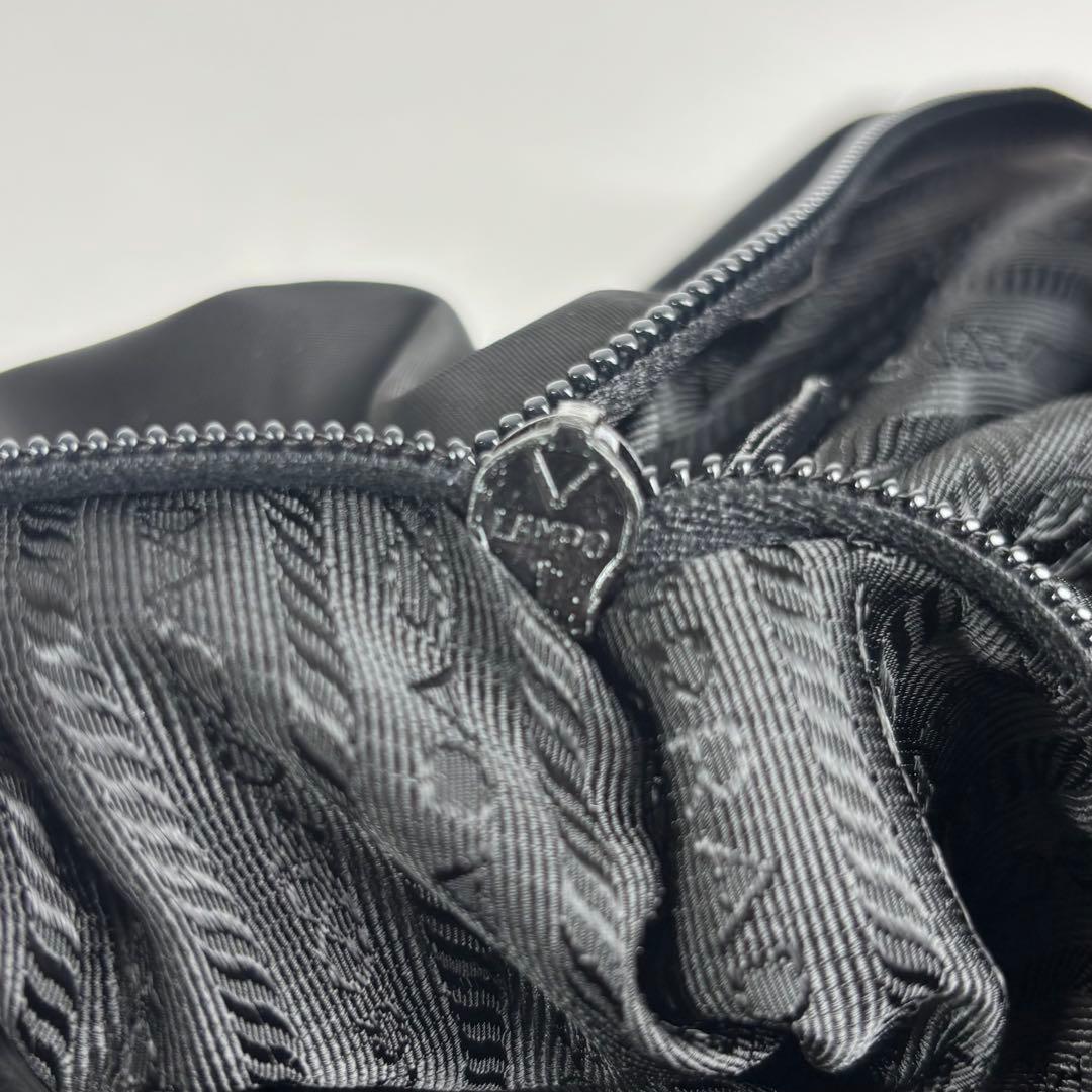 極美品 プラダ 2way ボストンバッグ ナイロン サフィアーノレザー ブラック