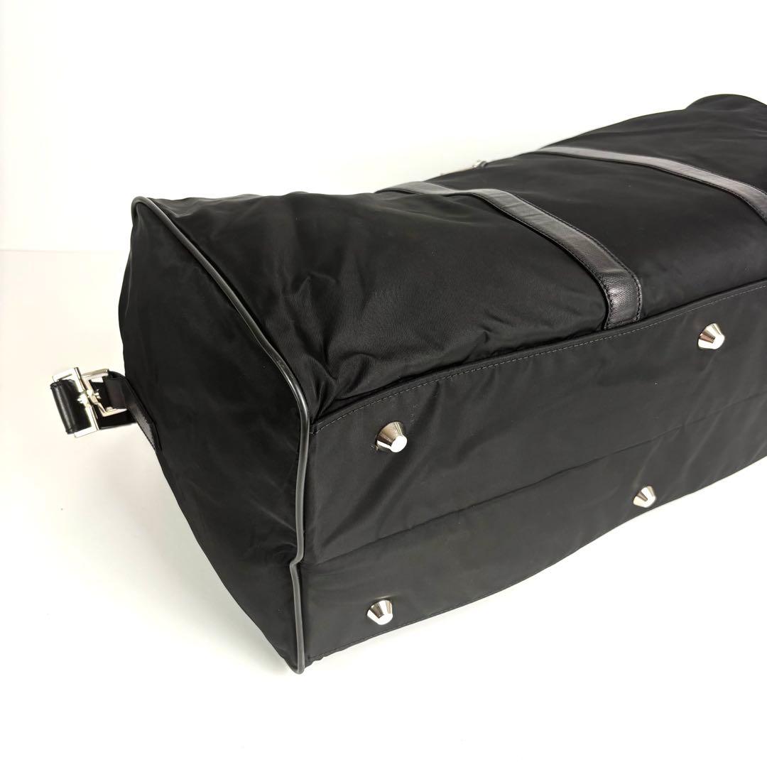 極美品 プラダ 2way ボストンバッグ ナイロン サフィアーノレザー ブラック