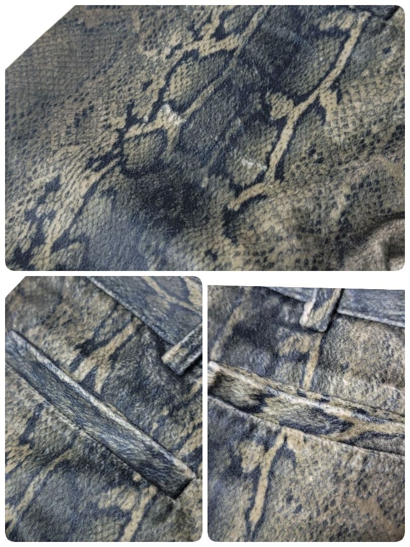 希少 フランス製 アニエスベーオム パイソン柄 ベロアパンツ XL スラックス