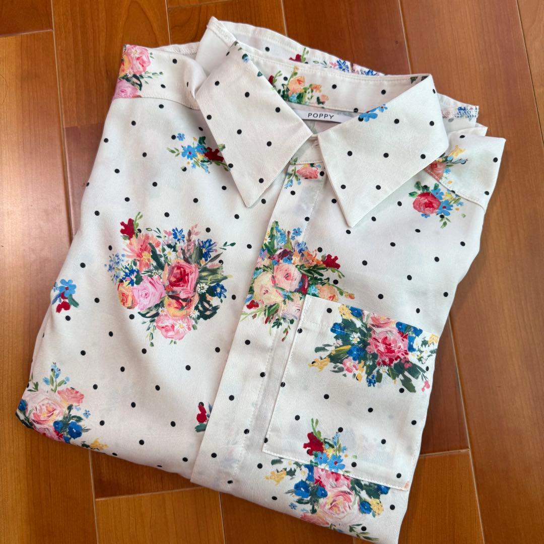 Poppy Dot Flower Shirt ポピー 花柄 フラワー トップス
