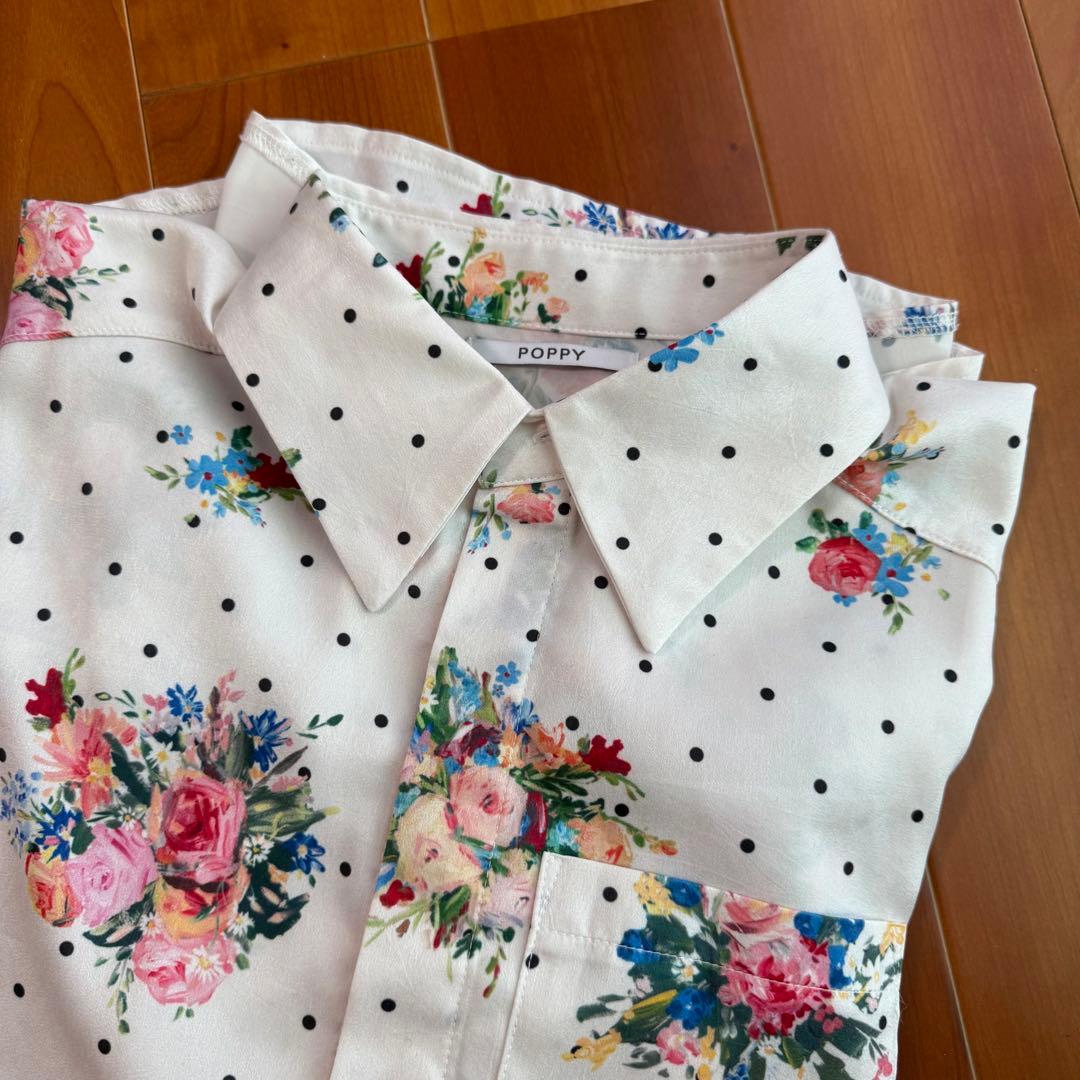 Poppy Dot Flower Shirt ポピー 花柄 フラワー トップス