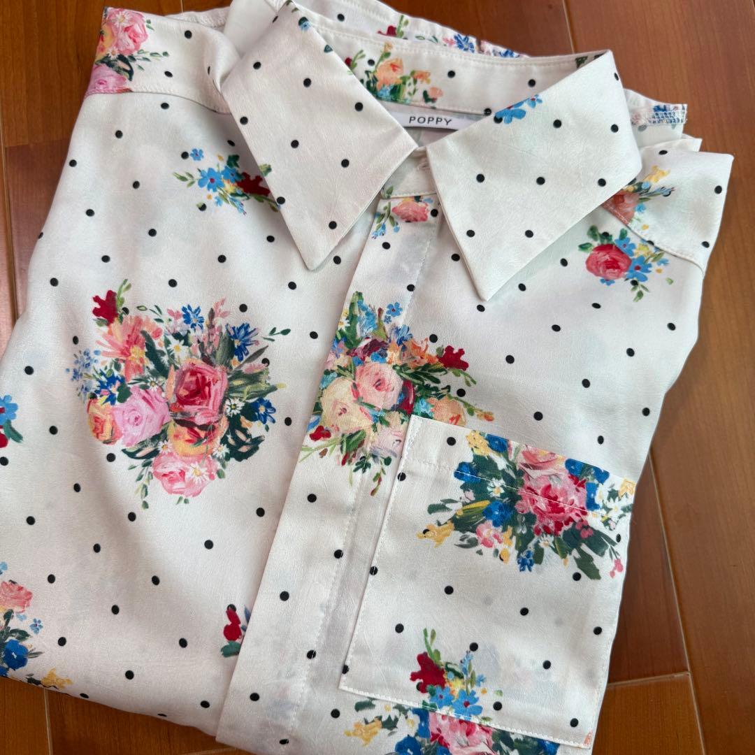 Poppy Dot Flower Shirt ポピー 花柄 フラワー トップス