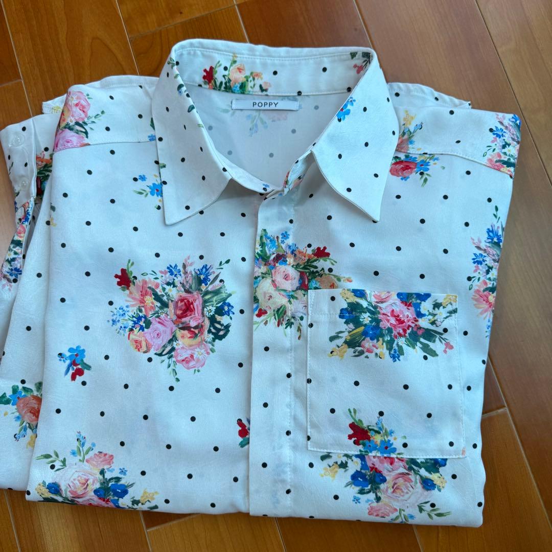 Poppy Dot Flower Shirt ポピー 花柄 フラワー トップス