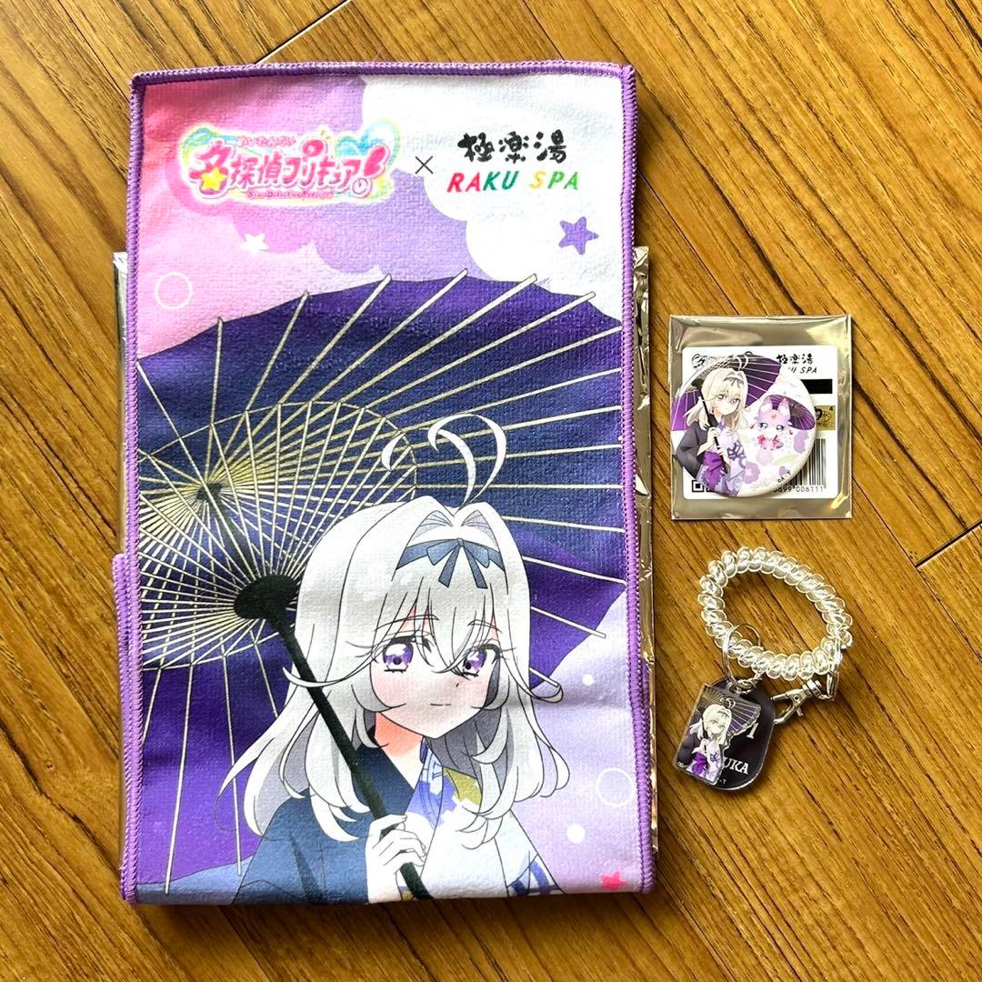 名探偵プリキュア！ 極楽湯 タオル キーホルダー 缶バッジ 森亜るるか セット