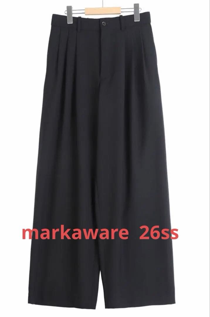 markaware スラックス　ブラック26ss ウール　パンツ