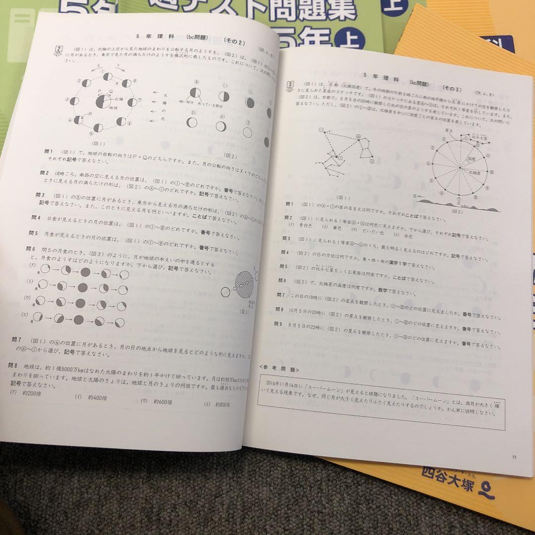 2018年度　5年　四谷大塚 週テスト問題集　算理社　計６冊　書込み小/良品