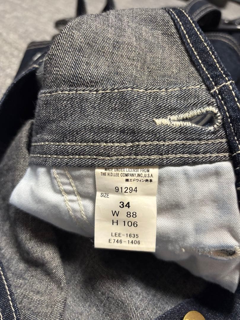 Lee ダークデニム オーバーオール　W34