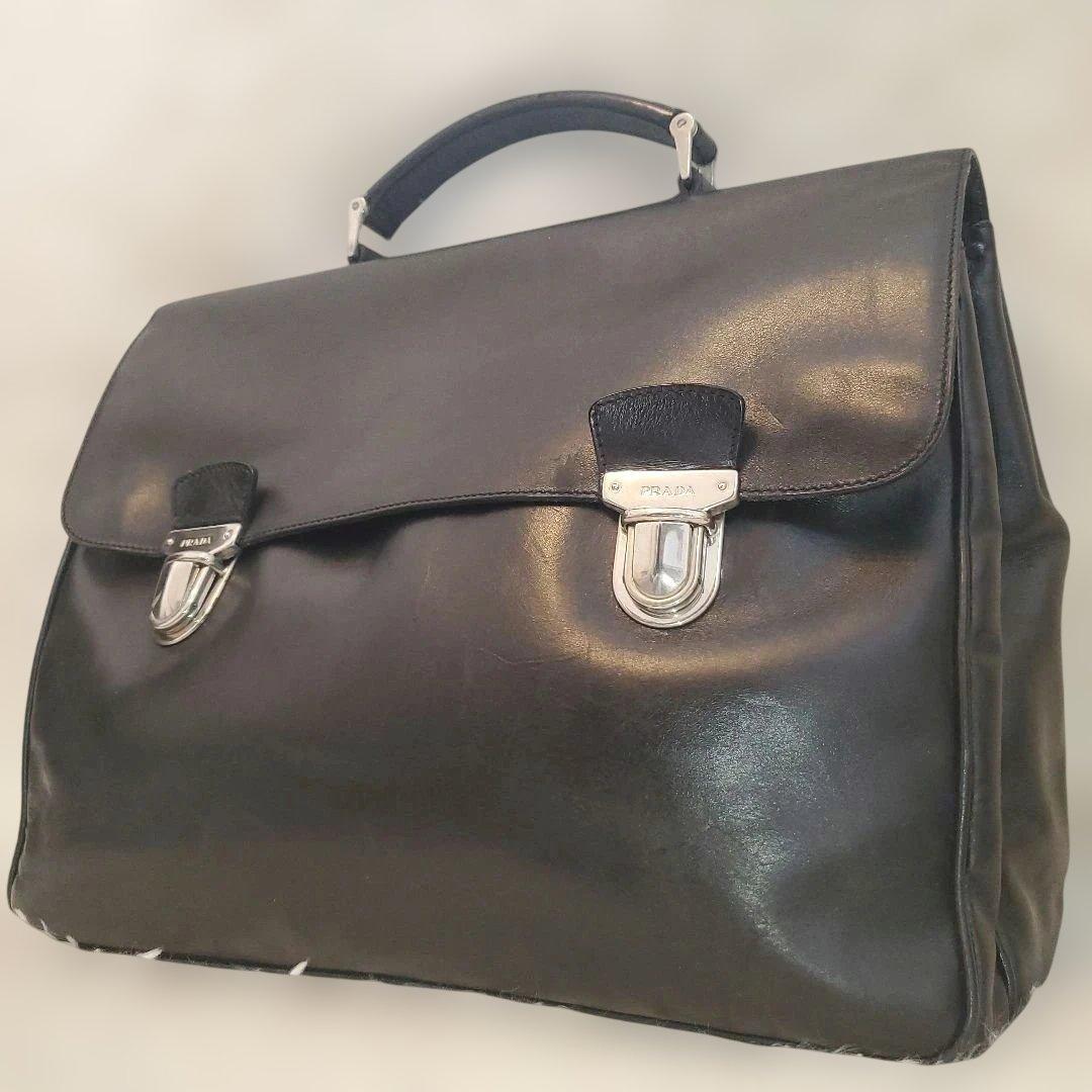 ⭐美品⭐PRADA オールレザー ブリーフケース ドクターバッグ 黒