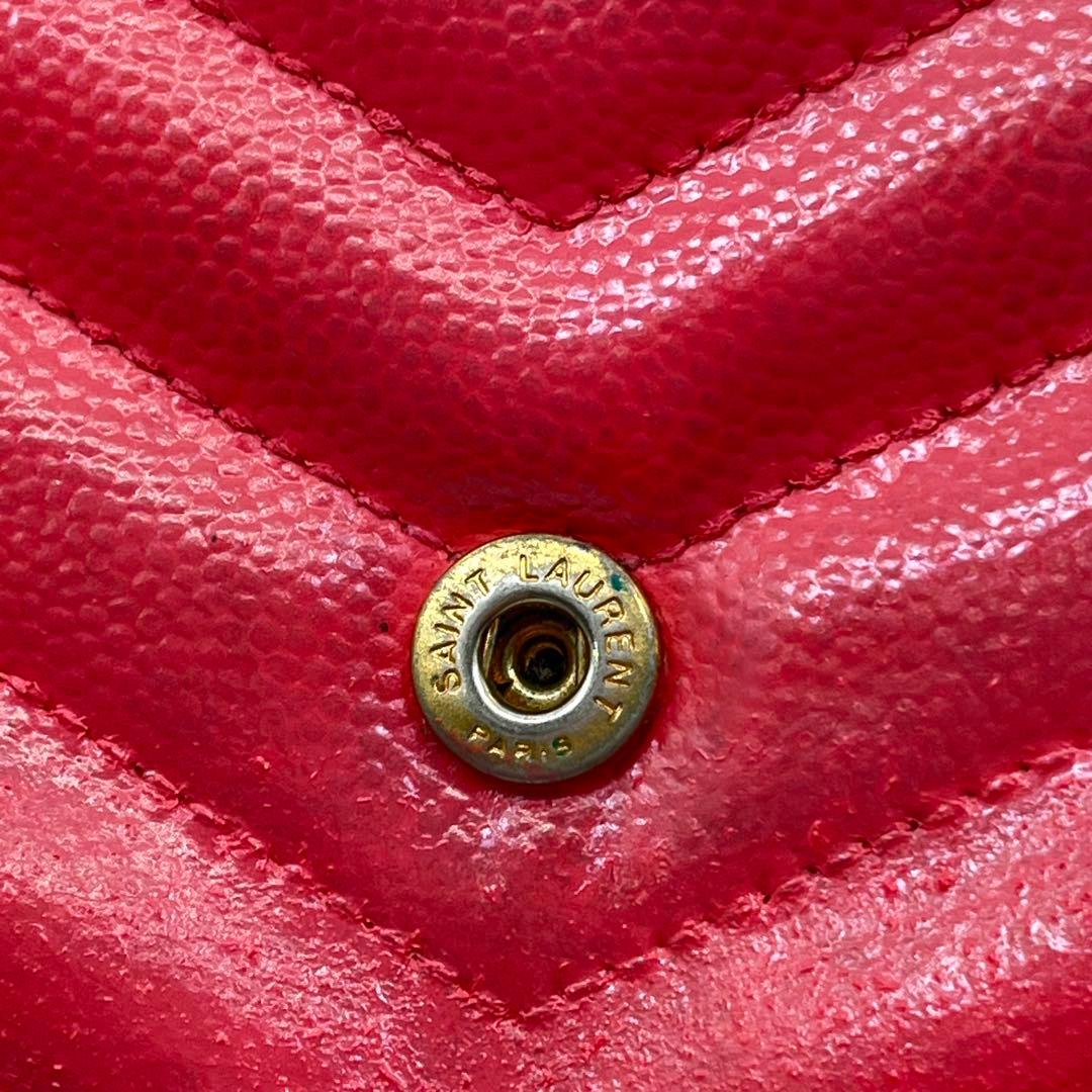 サンローラン 長財布 カサンドラ Vステッチ キャビアスキン ロゴ金具 箱付き