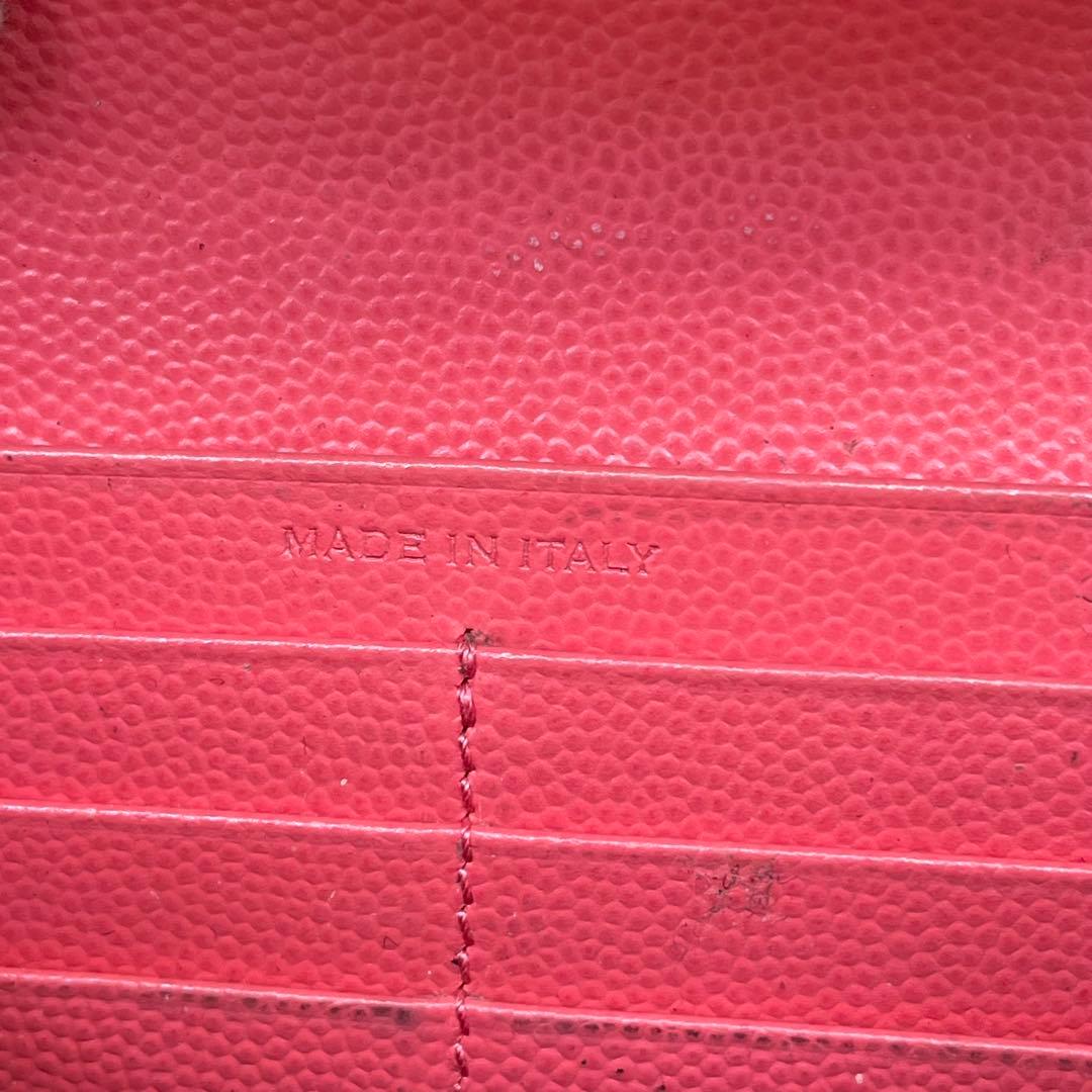 サンローラン 長財布 カサンドラ Vステッチ キャビアスキン ロゴ金具 箱付き