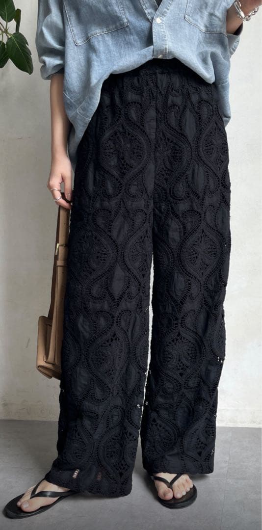 人気　美品　doudou レースパンツ　ブラック　TM