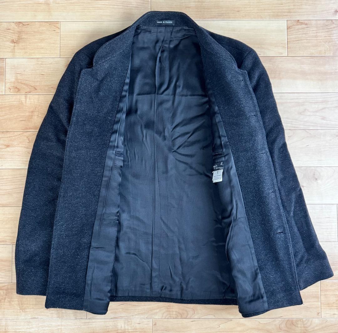 【良品】agnesb アニエス べー ノーカラー ウールジャケット XL グレー